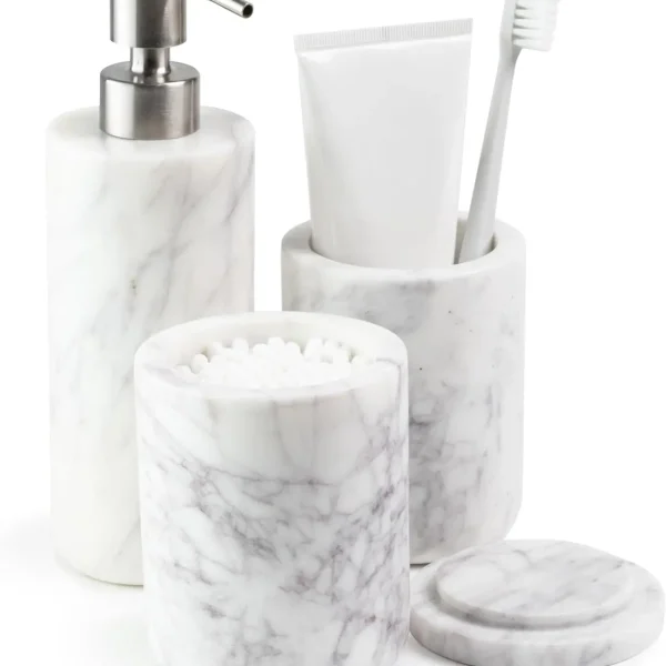 White Marble Bathroom Accessories Set