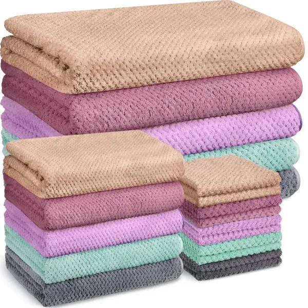 20 Pcs Bath Towels and Washcloths Set for Bathroom Included 5 Bath Sheets 5 Hand Towel and 10 Wash Cloths, Absorbent Quick Dry C