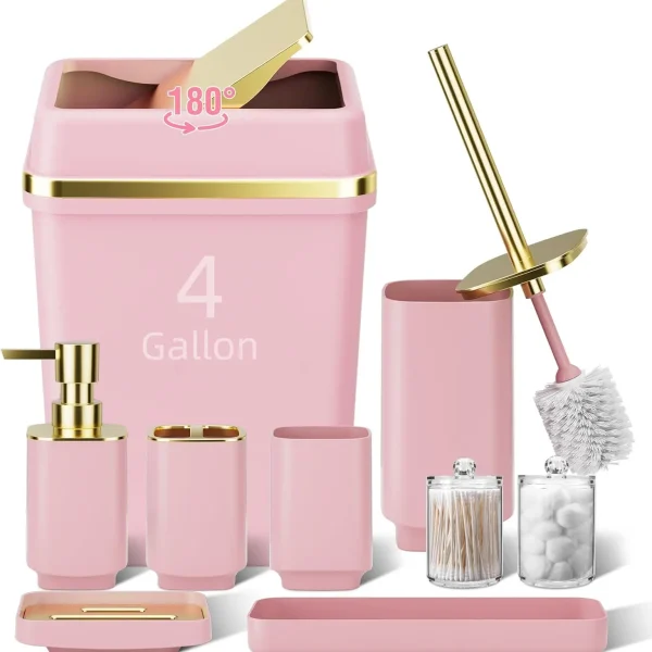 9-Piece Pink Bathroom Set