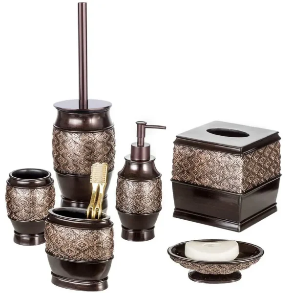 Dublin Brown Bathroom Accessories Set 6Piece Bathroom Set