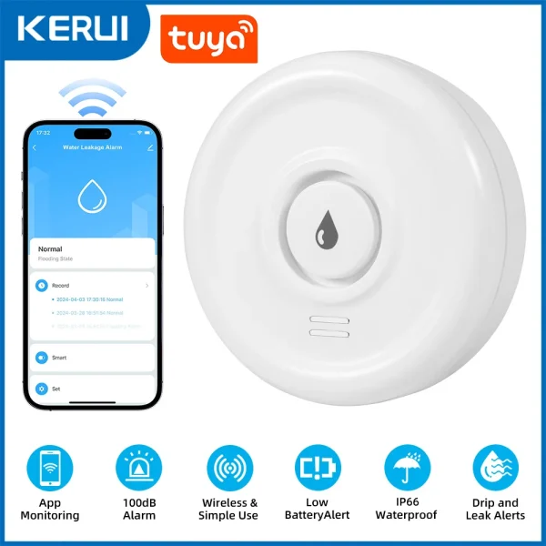 KERUI Tuya Smart WiFi Water Leakage Alarm Detector